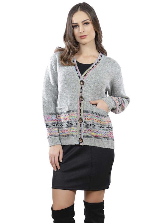 Suéter angora multicolor étnico. Modelo 127